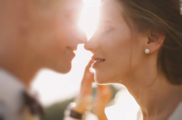 Stilvolles Und Zartes Verliebtes Paar Das Brautpaar Hochzeitstag Bei Einem — Stockfoto