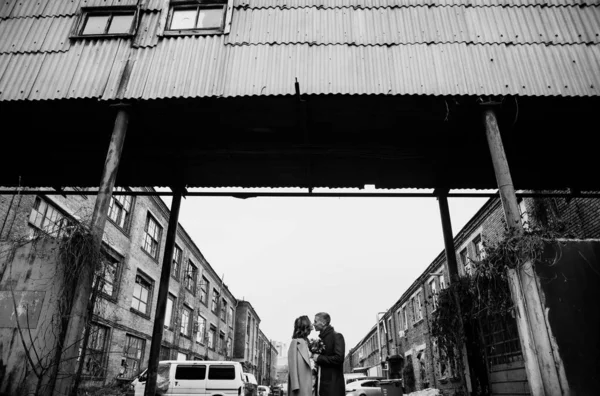 Stylish Tender Couple Love Bride Groom Wedding Day — Stock Photo, Image