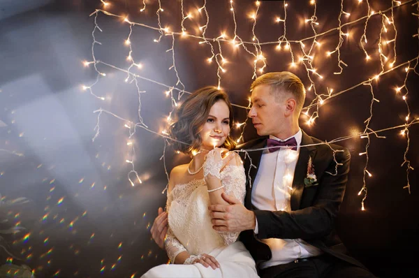 Elegante Pareja Tierna Amor Novia Novio Día Boda — Foto de Stock