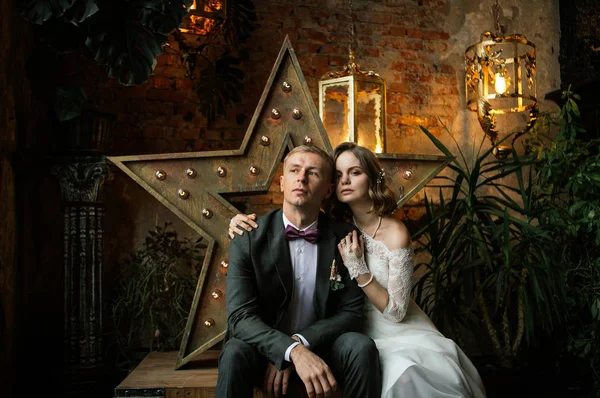 Casal Elegante Amor Bride Groom Dia Casamento — Fotografia de Stock