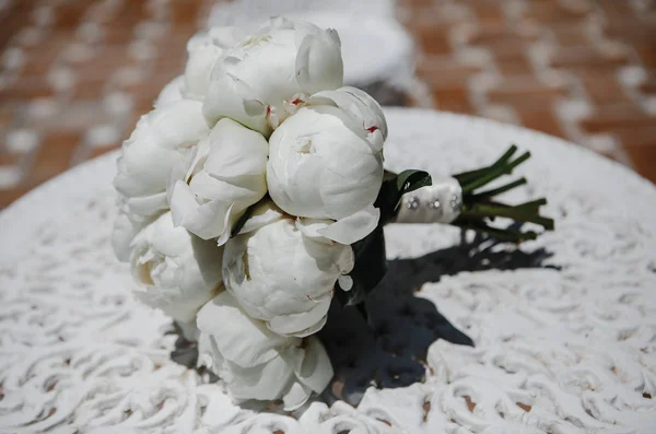 Primer Plano Ramo Novia Flores Blancas — Foto de Stock