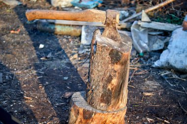 ağaç ve odun kesme için kütüğte ahşap takım balta