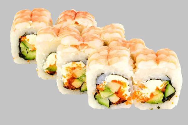 Philadelphia Sushi Roll Shrimp Cucumber Masago Caviar with Philadelphia