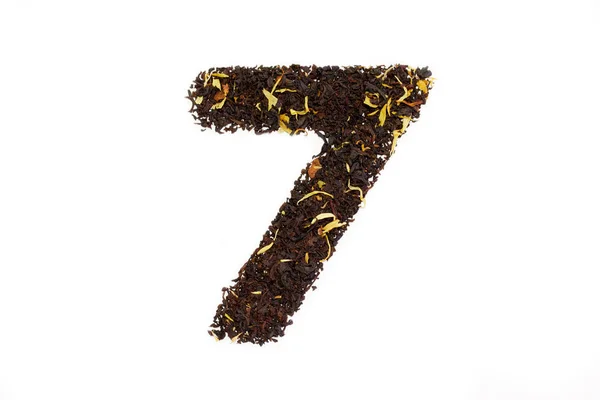 Tea font numerology figura sete sétimo handwork isolado — Fotografia de Stock