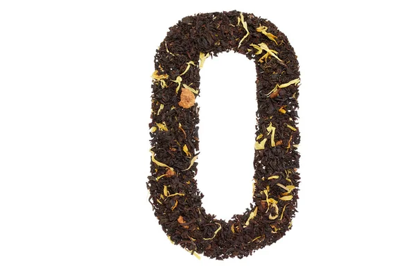 Tea font numerology figura zero handmade isolado — Fotografia de Stock