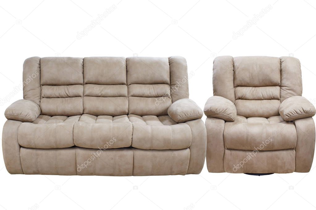 modern triple cozy fabric sofa with a chair