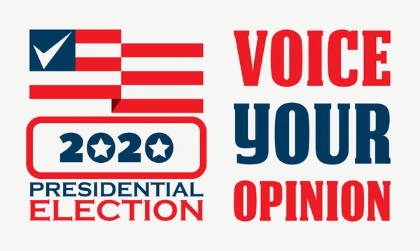 Voice your opinion. 2020 United States of America Presidential Election banner concept. . Election banner Vote 2020 with Patriotic Elements. Design for flyers, invitation card or print.