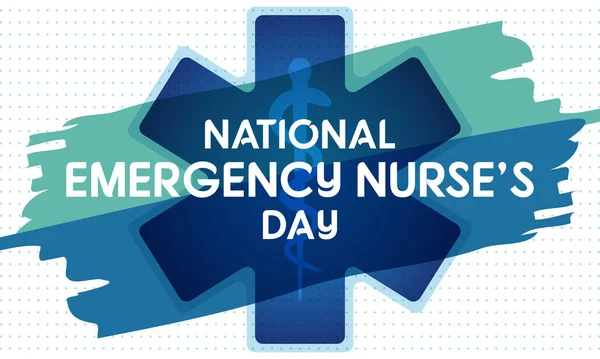 National Emergency Nurse\'s Day on the second Wednesday in October recognizes the dedication of ER nurses across the nation. Poster, card, banner, background design.