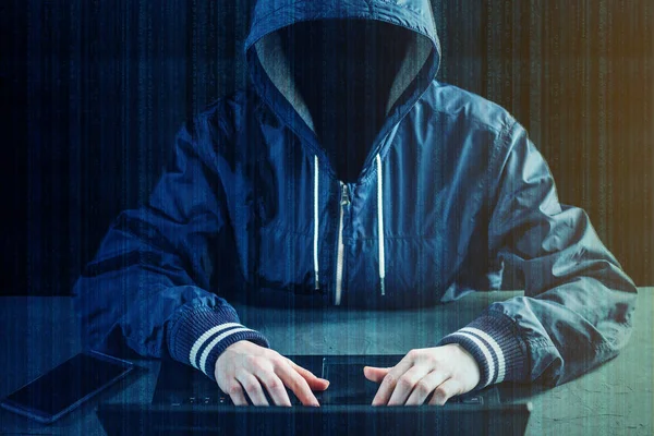 Anonyme Hacker Programmierer Verwenden Einen Laptop Das System Hacken Diebstahl — Stockfoto
