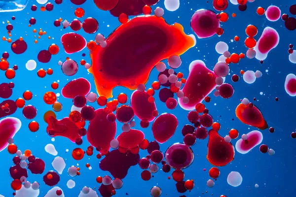 Röda Bubblor Blodkroppar Blå Bakgrund Närbild Uttag Medicin Och Vetenskap — Stockfoto