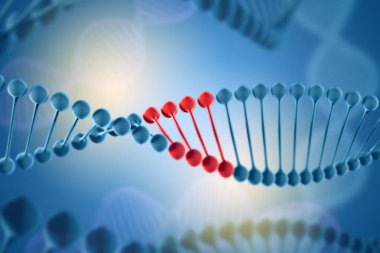 Dna molekülünün Illustration. Organizmanın ortamında bir nükleotit helisel molekülünün. Keşfi kavramı genetiği değiştirilmiş