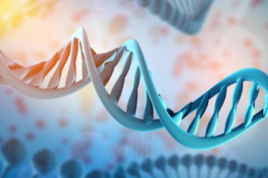 Dna molekülünün Illustration. Organizmanın ortamında bir nükleotit helisel molekülünün. Keşfi kavramı genetiği değiştirilmiş