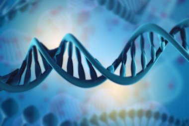 Dna molekülünün Illustration. Organizmanın ortamında bir nükleotit helisel molekülünün. Keşfi kavramı genetiği değiştirilmiş