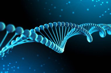 3D çizim Dna molekülü. Uzayda gibi organizmanın ortamında bir nükleotit helisel molekülünün. Kavram genom ve vücut modifikasyonu