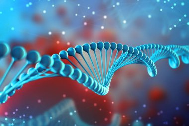 3D çizim Dna molekülü. Uzayda gibi organizmanın ortamında bir nükleotit helisel molekülünün. Kavram genom ve vücut modifikasyonu