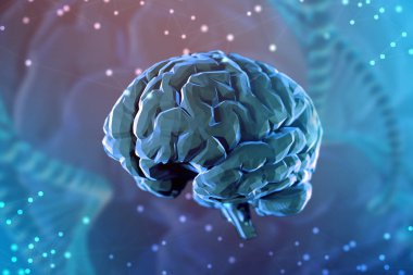 arka plan üzerinde 3D çizim dijital beyin. Yapay zeka ve sınırsız olanaklar zihin kavramı