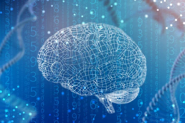 Ilustração Grade Cérebro Digital Conceito Inteligência Artificial Possibilidades Ilimitadas Mente — Fotografia de Stock