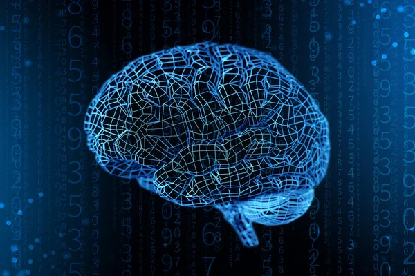 Illustration Rutnät Digitala Hjärnan Begreppet Artificiell Intelligens Och Obegränsade Möjligheterna — Stockfoto