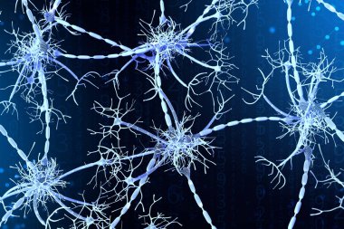 dijital bir arka plan üzerinde sinir ağları 3D Illustration. Yapay zeka kavramı