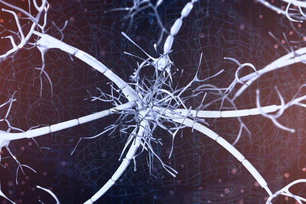 Illustration Digital Neuron Och Neurala Nätverk Konceptet Med Artificiell Intelligens — Stockfoto