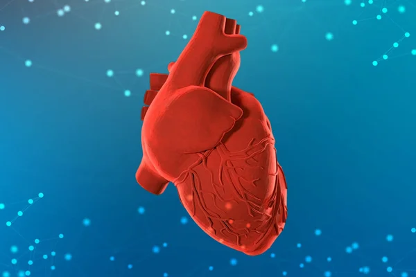 Απεικόνιση Του Κόκκινο Ανθρώπινης Καρδιάς Αφηρημένη Φουτουριστικό Φόντο Μπλε Έννοια — Φωτογραφία Αρχείου