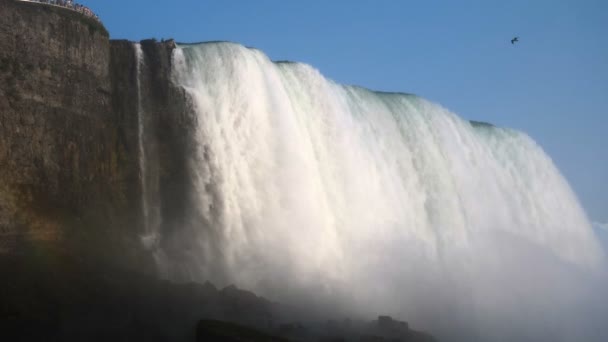 Cámara Lenta Vista Abajo Hacia Arriba Cataratas Del Niágara Hora — Vídeos de Stock