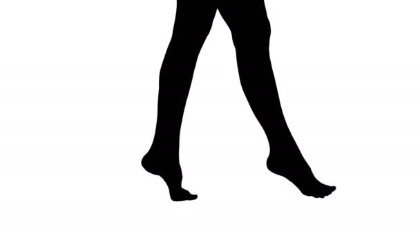 Silhouette Beautiful female legs walking elegantly on tip toe. — Stock Video