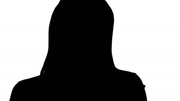 Silhouette Aktiv affärskvinna hålla tablett. — Stockvideo