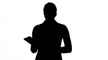 Resmi kıyafetler siluet kadın defter açılır ve içinde görünüyor.