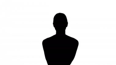 Alkışlar ve gülümseyen siluet güzel genç kadın.