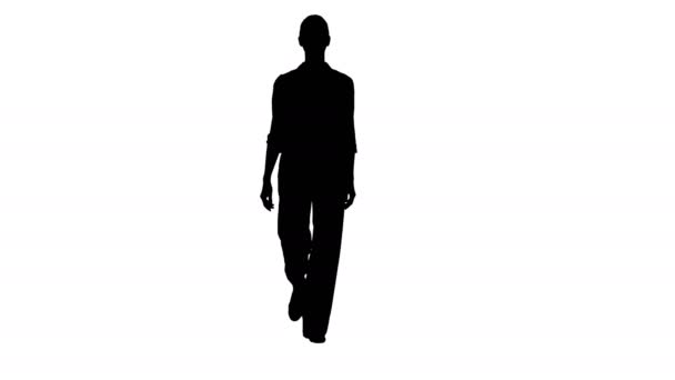 Sylwetka kobieta chodzenie w formalnym stroju. — Wideo stockowe
