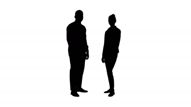 Silhouette International happy smiling man and woman showing thumbs up. — Stock Video
