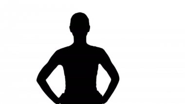 Siluet memnun eller etkin sağlıklı kadın ile giyim spor yürüyüş kalçalarına emin.