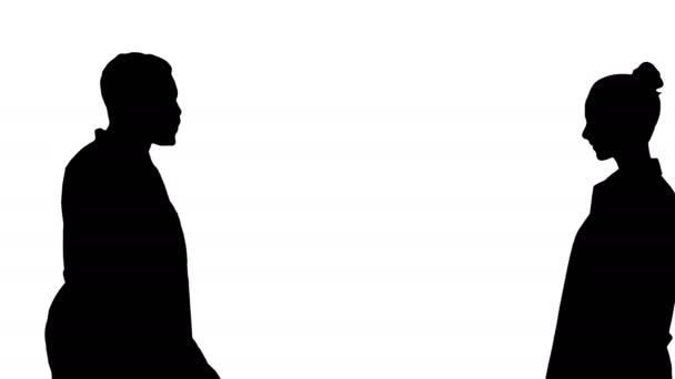 Silhouette Piacere di conoscerti. Medici si incontrano e si stringono la mano. — Video Stock