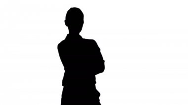 Siluet Elleri çapraz Düşünceli Kadın.