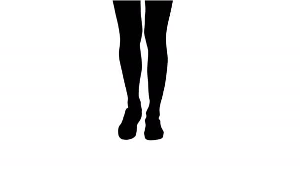 Tiro Medio Silueta Piernas Femeninas Zapatillas Blancas Caminando Tiro Profesional — Vídeos de Stock