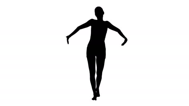 Silhouette Donna che fa stretching mattutino mentre cammina. — Video Stock