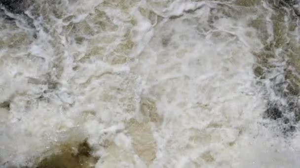 Rivière déchaînée coulant, chargée de sédiments à cause d'une station d'épuration dans le bassin versant — Video