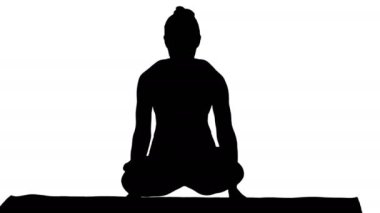 Siluet güzel genç bir kadın yoga yapıyor ya da pilates yapıyor. Çapraz bacaklı kol dengesi, ölçek duruşu, Tolasana, Utpluthi. 4K çözünürlükte profesyonel atış. 009. Kullanabilirsin, mesela. Senin...