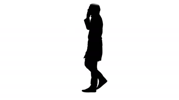 Silhouette Homme réfléchi médecin marche. — Video