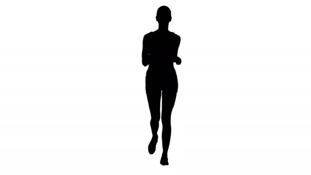 Silhouette Belle femme courant. — Video