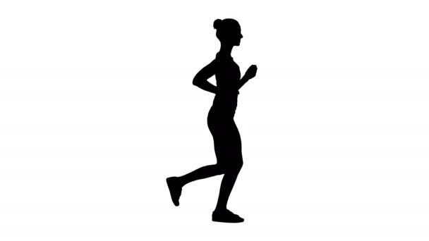 Silhouette Femme athlétique courir. — Video