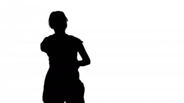 Siluet inşaat kadın kamera arkasında kimse gülüyorsun.