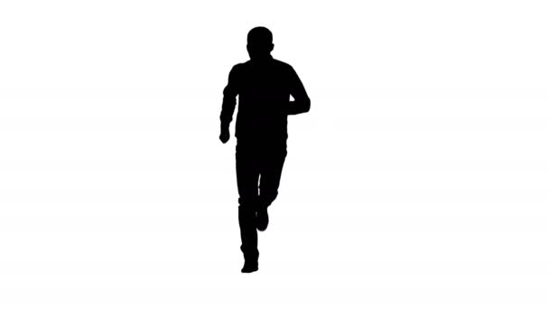 Silhouette Jeune homme qui court excité. — Video