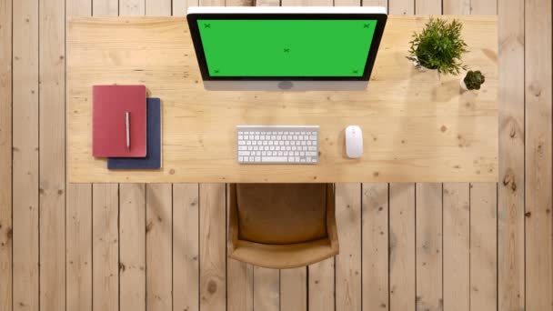 Irodai íróasztal. Orvosok desk. A számítógép. Fehér kijelző. — Stock videók