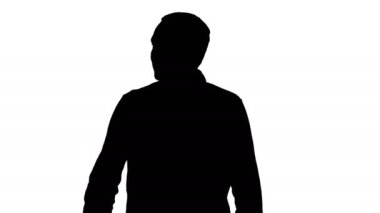 Yürüyüş ve taraf için arıyor başarılı genç girişimci beyaz atlı siluet.