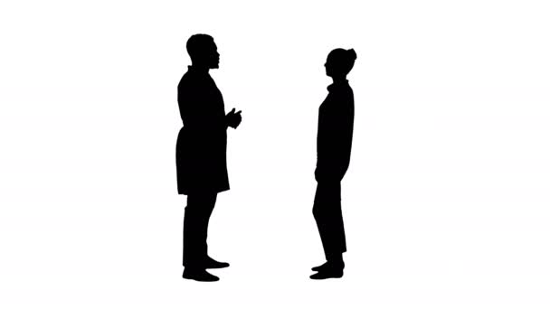 Silhouette Acquaintance doctor with a patient. — Stock Video