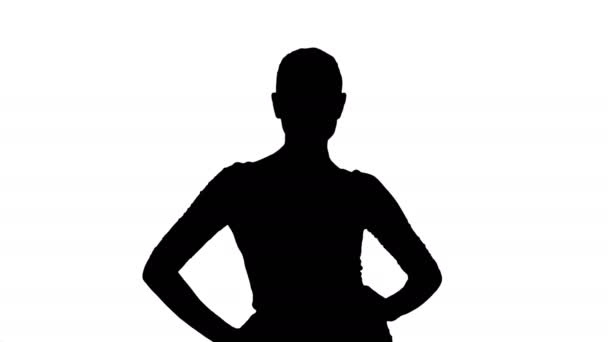 Silhouet Glamour mode vrouw brunette lopen zelfverzekerd. — Stockvideo