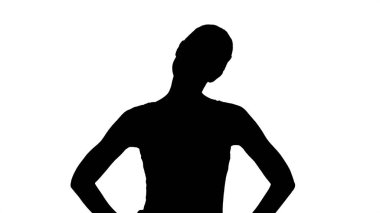 Siluet kadın yürürken Boyun Germe.