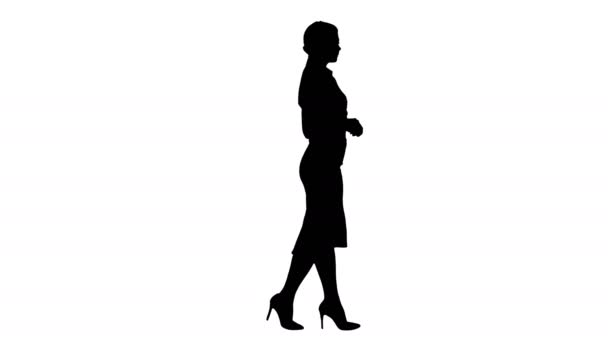 Silhouette Walking Geschäftsfrau. — Stockvideo